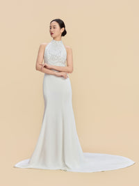 Allyson Bespoke Qipao - White Backless Mermaid Cheongsam