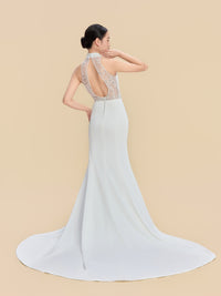 Allyson Bespoke Qipao - White Backless Mermaid Cheongsam