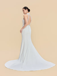 Allyson Bespoke Qipao - White Backless Mermaid Cheongsam