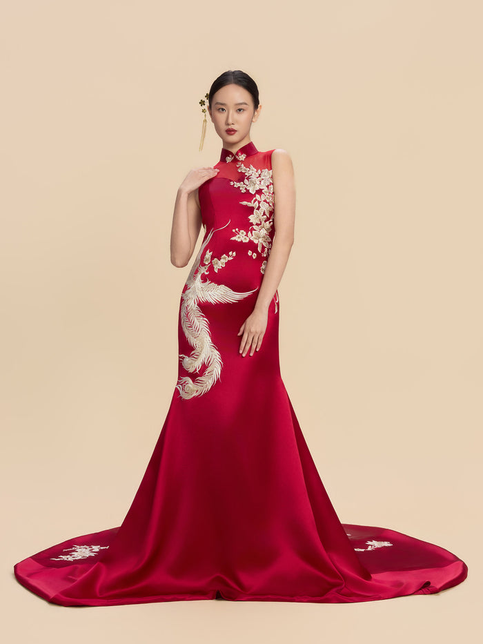 Ann Bespoke Qipao - Phoenix and Floral Chinese Dress Cheongsam