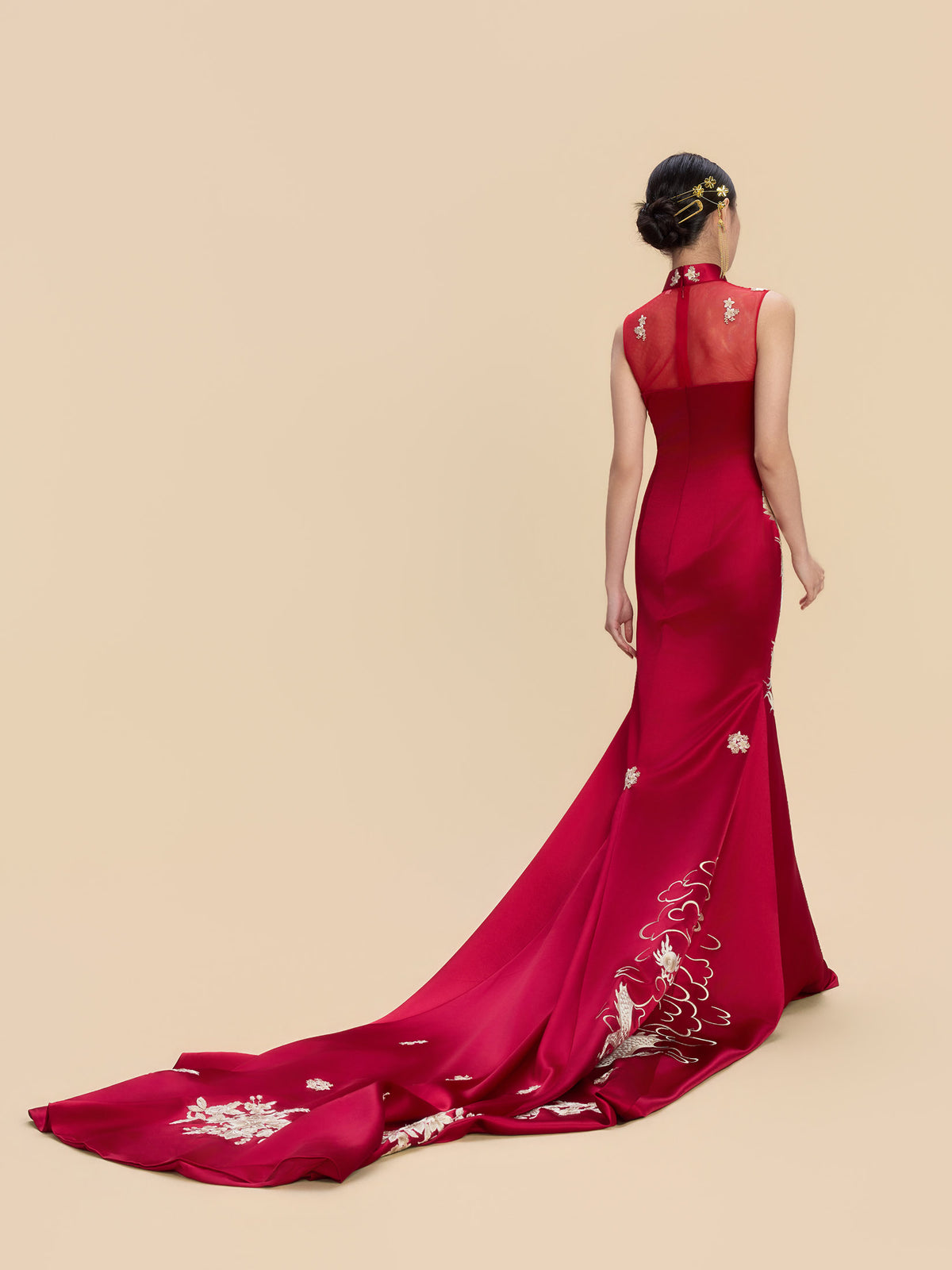 Ann Bespoke Qipao - Phoenix and Floral Chinese Dress Cheongsam