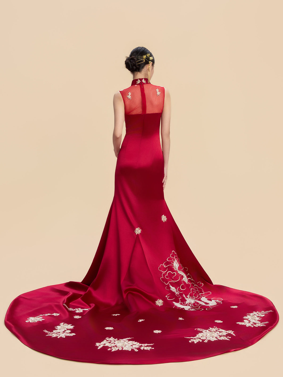 Ann Bespoke Qipao - Phoenix and Floral Chinese Dress Cheongsam