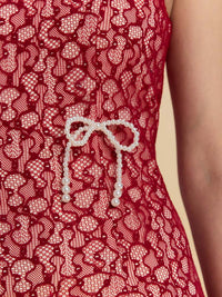 Clara Bespoke Qipao -  Red Lace Fabric Fishtail Wedding Cheongsam