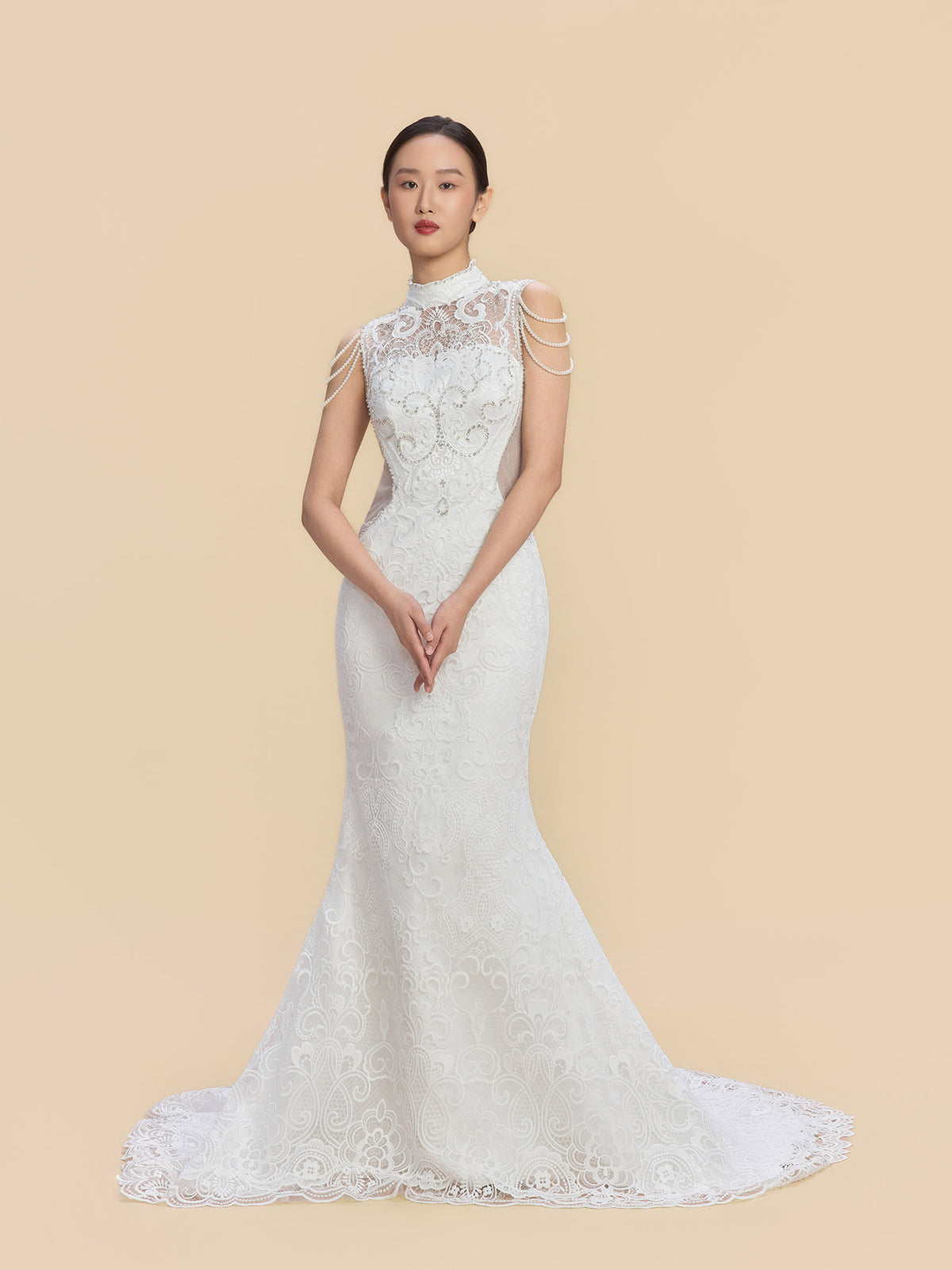 Clarice Bespoke Qipao - New Chinese Style White A-line Cheongsam