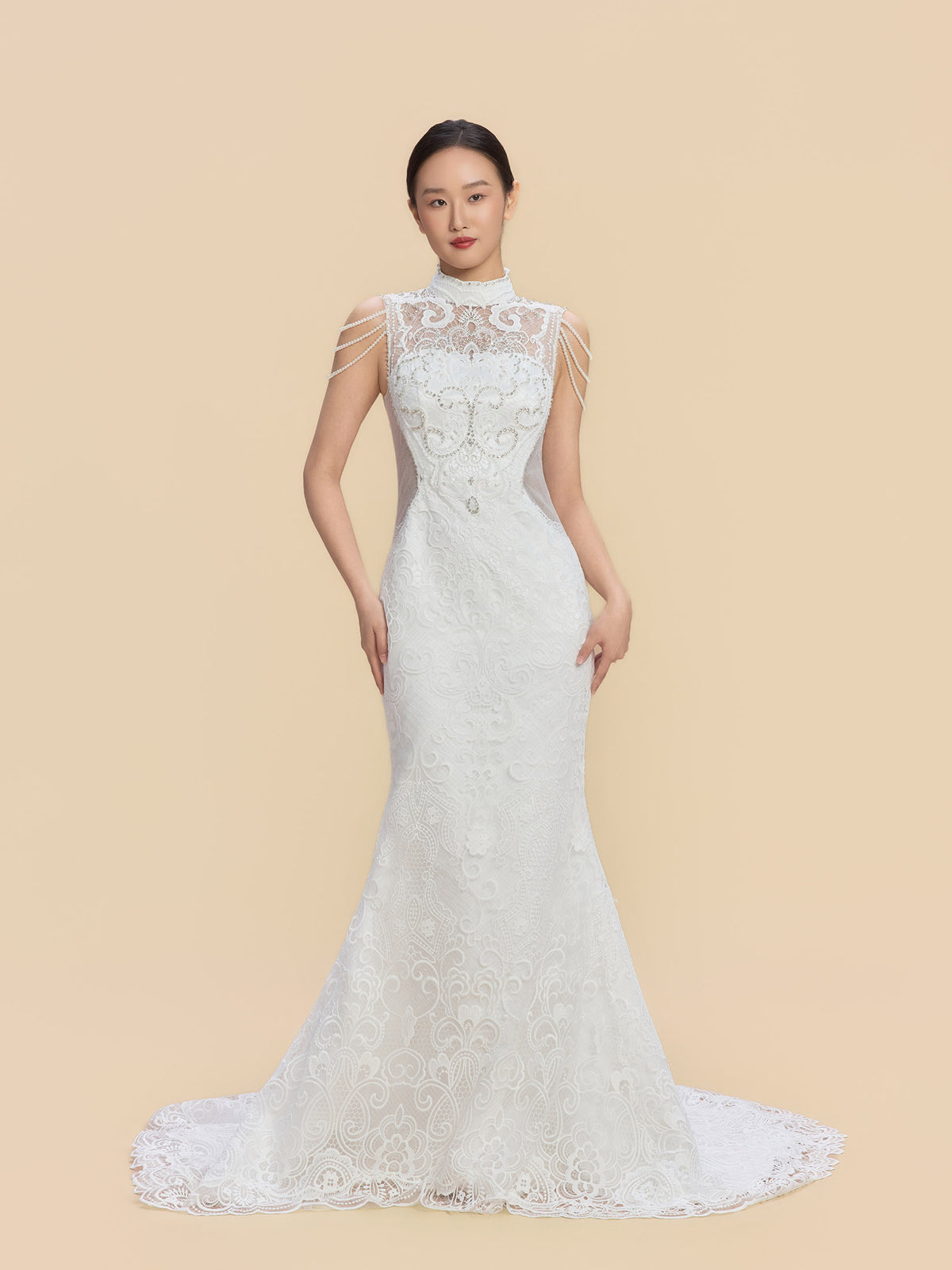 Clarice Bespoke Qipao - New Chinese Style White A-line Cheongsam