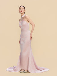 Doris Bespoke Qipao - Pink Halterneck Mermaid Wedding Cheongsam