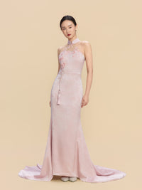 Doris Bespoke Qipao - Pink Halterneck Mermaid Wedding Cheongsam