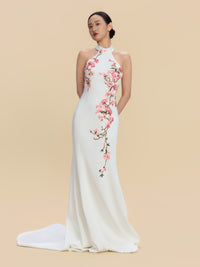 Florence Bespoke Qipao - White Halter Mermaid Wedding Cheongsam