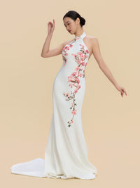 Florence Bespoke Qipao - White Halter Mermaid Wedding Cheongsam