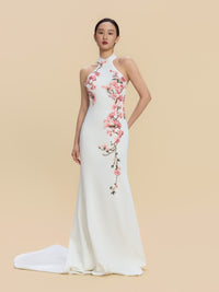 Florence Bespoke Qipao - White Halter Mermaid Wedding Cheongsam