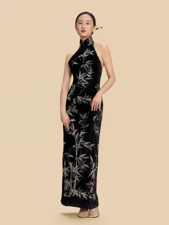 Grace Bespoke Qipao - Black Velvet Modern Cheongsam