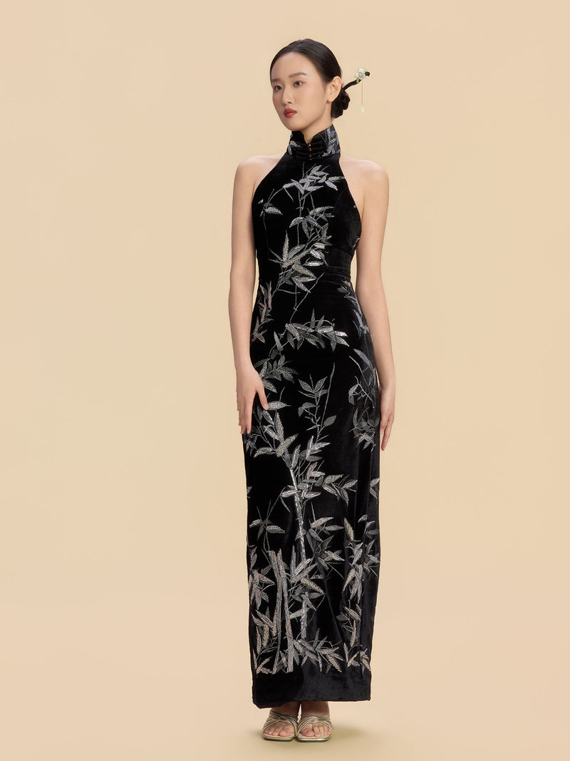 Grace Bespoke Qipao - Black Velvet Modern Cheongsam