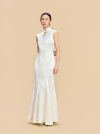 Jane Bespoke Qipao - Floral Embroidery Satin Fishtail Cheongsam