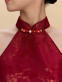 Katharine Bespoke Qipao - Red Jacquard Fabric Wedding Cheongsam