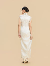 Marguerite Bespoke Qipao - Floral Embroidery Satin Wedding Cheongsam