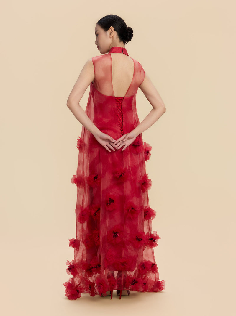 Maria Bespoke Qipao - Morden Style Flower Decoration Wedding Cheongsam