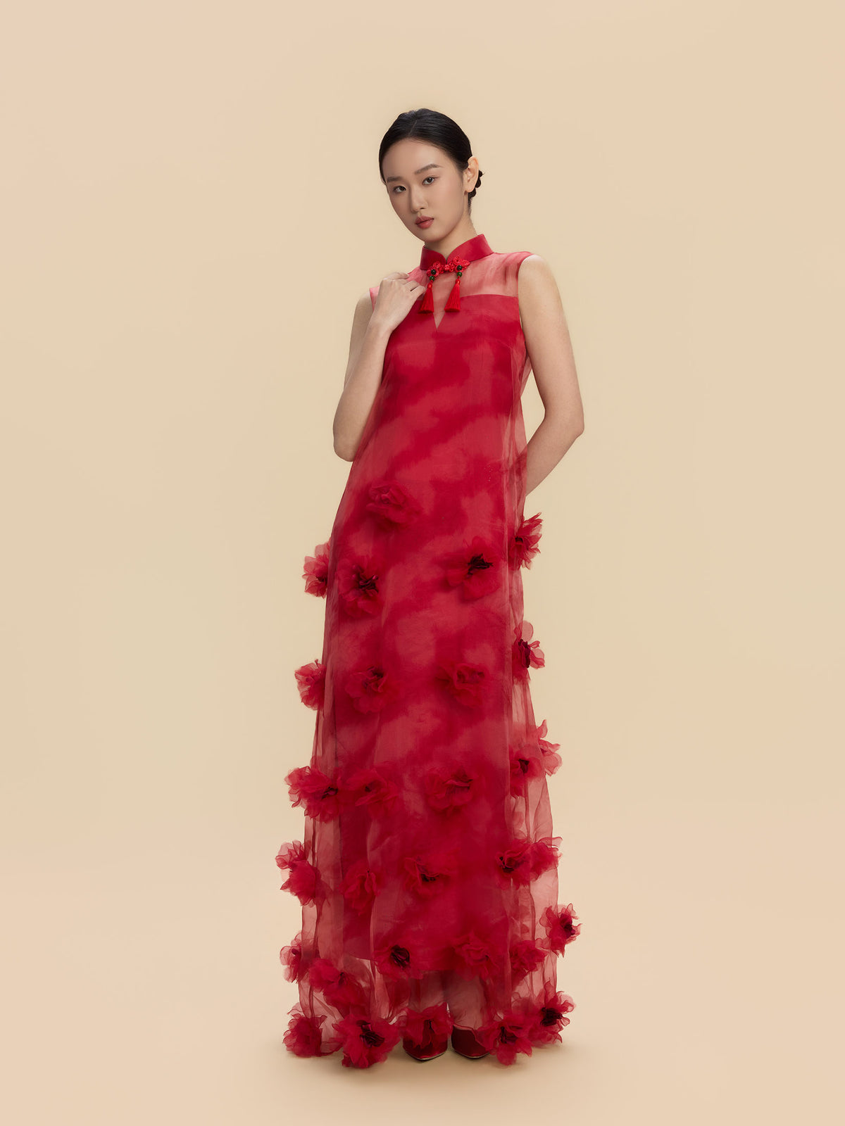 Maria Bespoke Qipao - Morden Style Flower Decoration Wedding Cheongsam