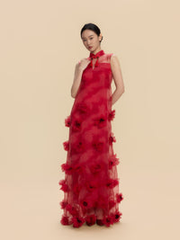 Maria Bespoke Qipao - Morden Style Flower Decoration Wedding Cheongsam