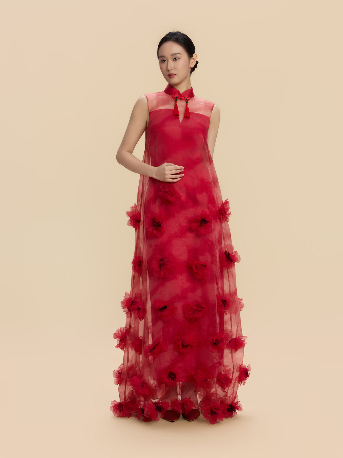 Maria Bespoke Qipao - Morden Style Flower Decoration Wedding Cheongsam