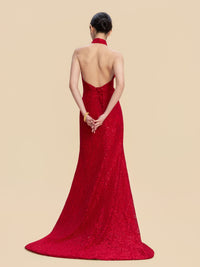Marina Bespoke Qipao - Sequined Lace Red Chinese Mermaid Cheongsam