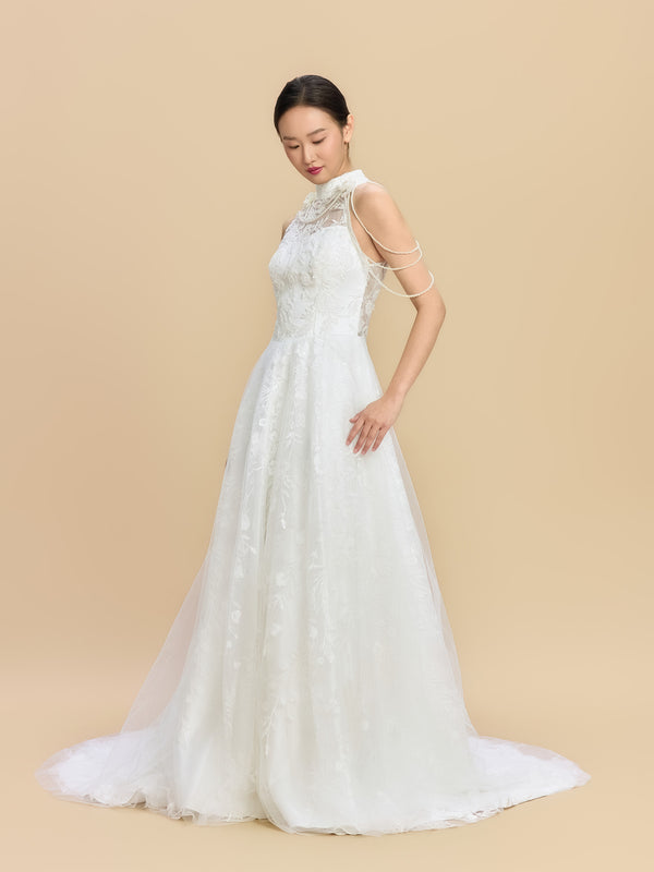 Mary Bespoke Qipao - New Chinese Style White A-line Cheongsam