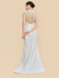 Nelly Bespoke Qipao - Morden Style White Sequins Lace Cheongsam