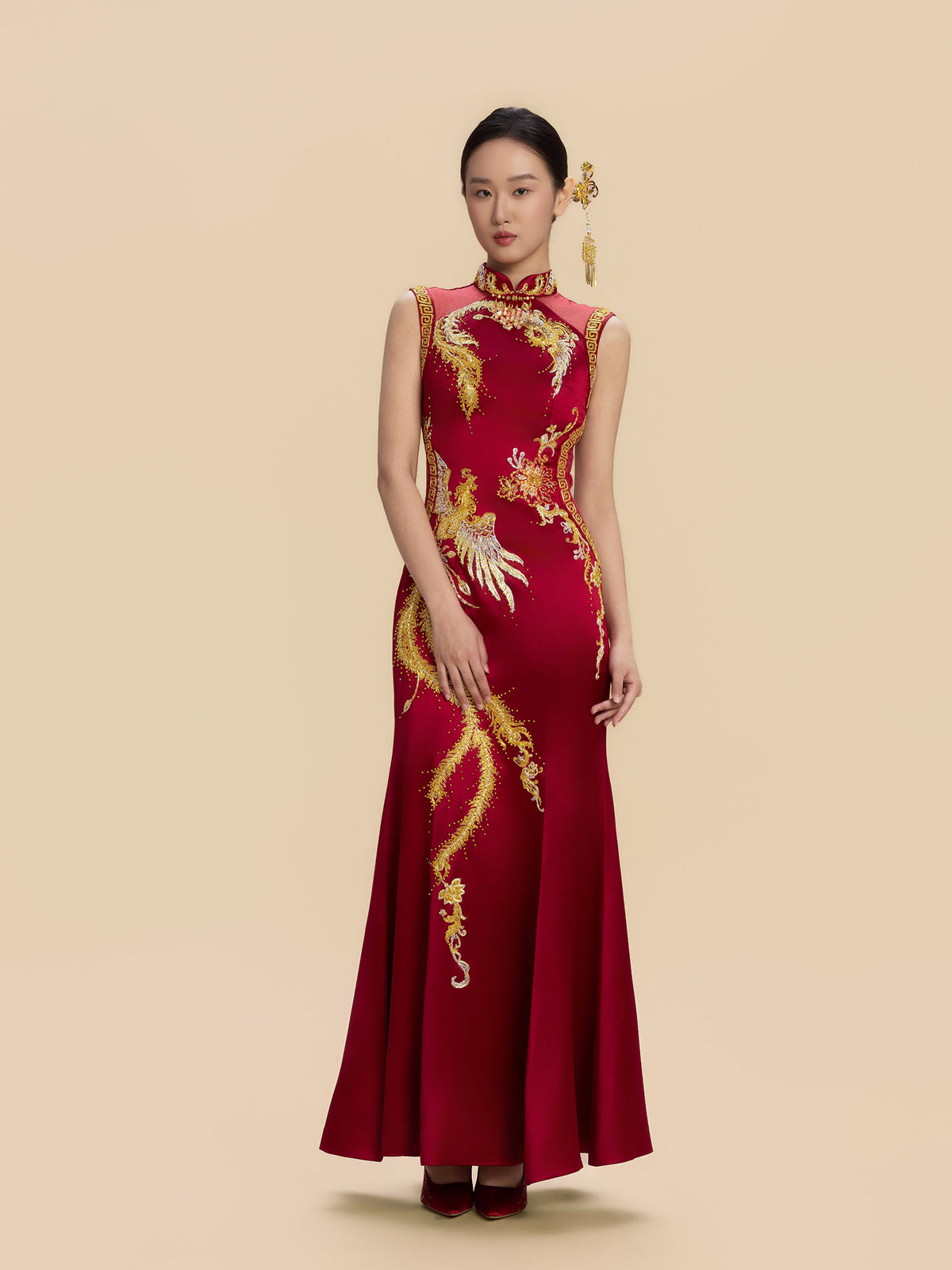 Olympe Bespoke Qipao - Phoenix Embroidery Wedding Cheongsam