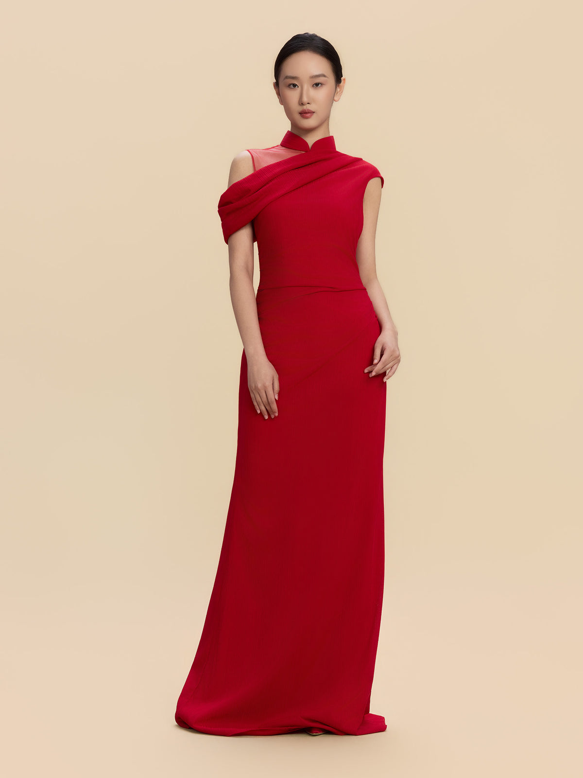 Radia Bespoke Qipao - Wine Red Long Cheongsam