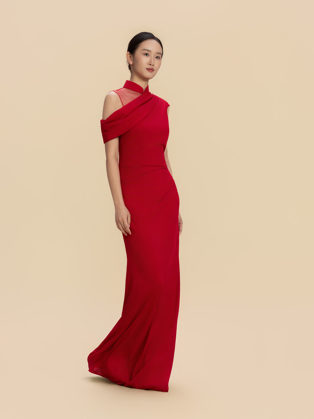 Radia Bespoke Qipao - Wine Red Long Cheongsam