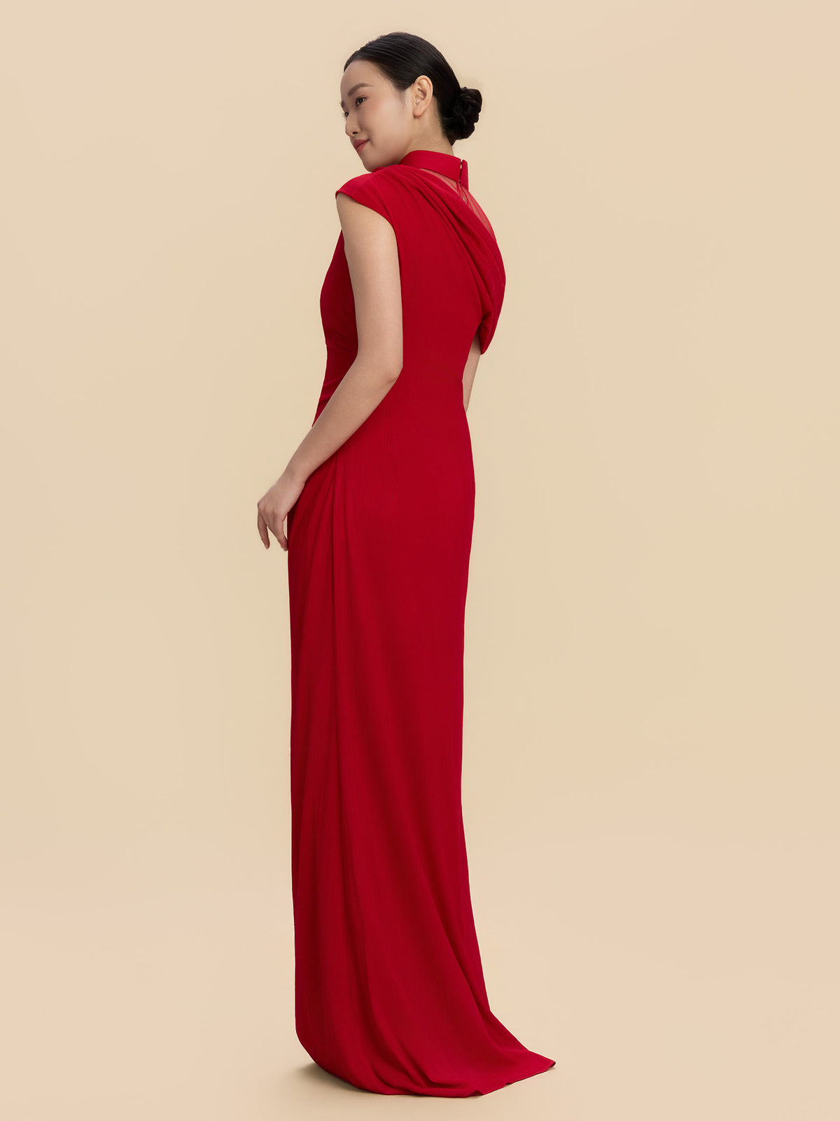 Radia Bespoke Qipao - Wine Red Long Cheongsam