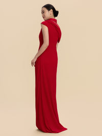 Radia Bespoke Qipao - Wine Red Long Cheongsam