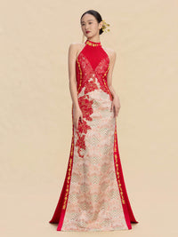 Simone Bespoke Qipao - New Chinese style Color Block Wedding Cheongsam