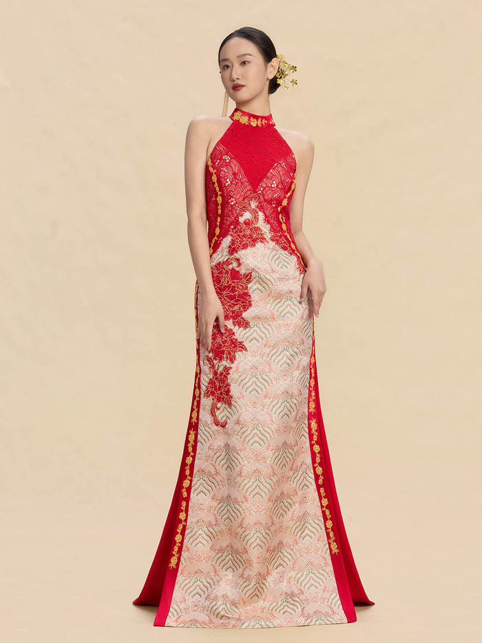 Simone Bespoke Qipao - New Chinese style Color Block Wedding Cheongsam