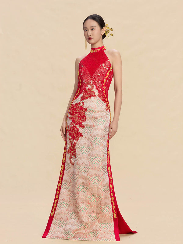 Simone Bespoke Qipao - New Chinese style Color Block Wedding Cheongsam