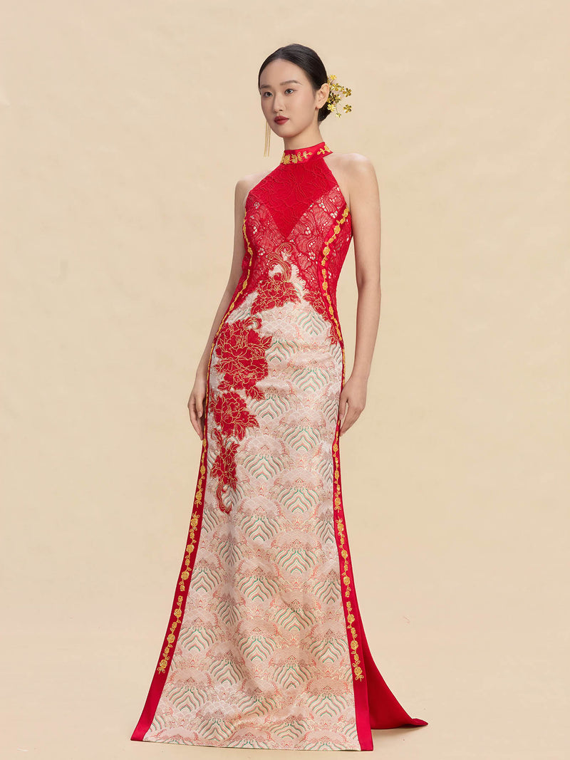 Simone Bespoke Qipao - New Chinese style Color Block Wedding Cheongsam