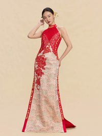 Simone Bespoke Qipao - New Chinese style Color Block Wedding Cheongsam