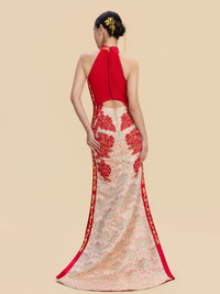 Simone Bespoke Qipao - New Chinese style Color Block Wedding Cheongsam