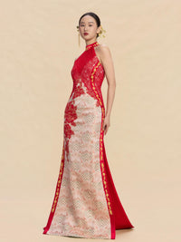 Simone Bespoke Qipao - New Chinese style Color Block Wedding Cheongsam