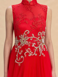 Sophia Bespoke Qipao - Golden Embroidered Chinese Wedding Dress Cheongsam