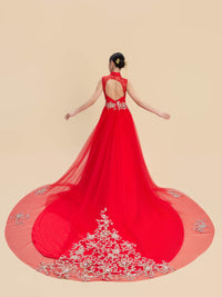 Sophia Bespoke Qipao - Golden Embroidered Chinese Wedding Dress Cheongsam