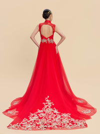 Sophia Bespoke Qipao - Golden Embroidered Chinese Wedding Dress Cheongsam