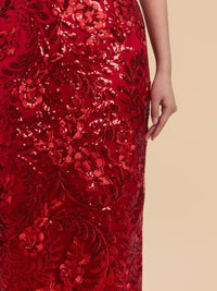 Valentina Bespoke Qipao -  Red Sequins Fabric Cheongsam