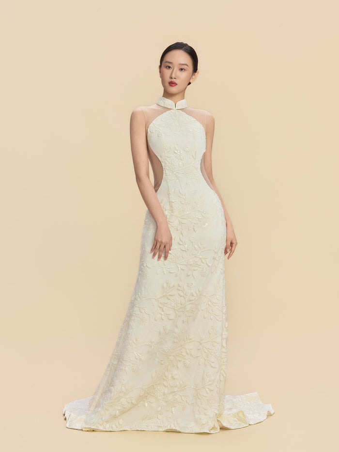 Virginia Bespoke Qipao - Champagne Mermaid Cheongsam