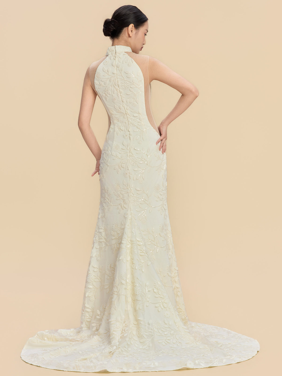 Virginia Bespoke Qipao - Champagne Mermaid Cheongsam